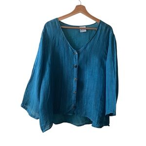 Click Color Me Cotton linen blue Top